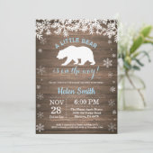 Rustic Polar Beer Winter Boy Baby shower Kaart (Staand voorkant)