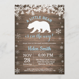 Rustic Polar Beer Winter Boy Baby shower Kaart