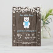 Rustic Polar Winter Boy Birthday Uitnodiging (Staand voorkant)