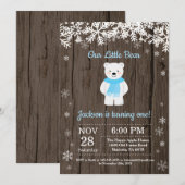 Rustic Polar Winter Boy Birthday Uitnodiging (Voorkant / Achterkant)