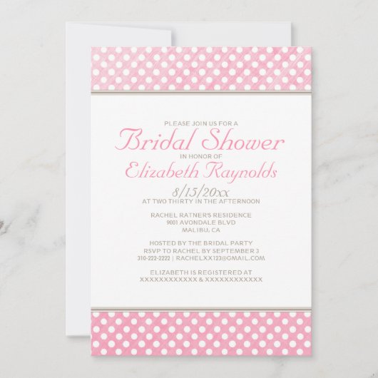 Rustic Polka Dot Bridal Shower Invitations Kaart (Voorkant)