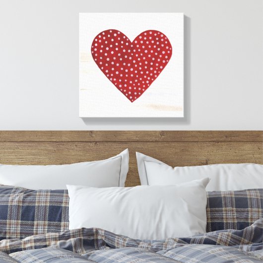 Rustic Polka Dot Valentijn Heart Canvas Afdruk (Insitu (Slaapkamer))