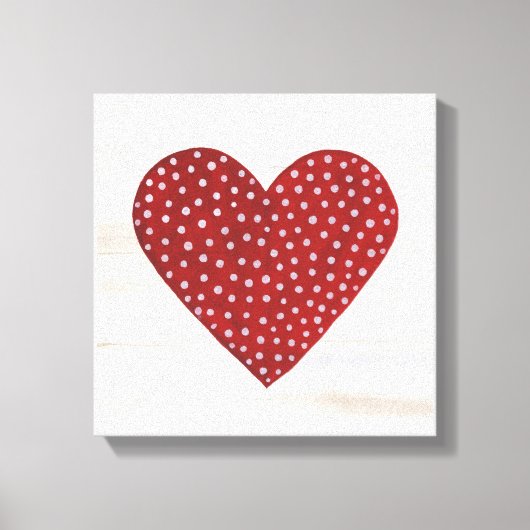 Rustic Polka Dot Valentijn Heart Canvas Afdruk (Voorkant)