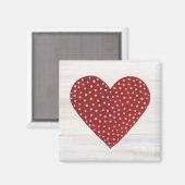 Rustic Polka Dot Valentijn Heart Magneet (Voorkant / Achterkant)