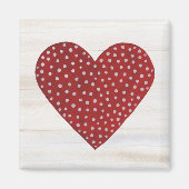 Rustic Polka Dot Valentijn Heart Magneet (Voorkant)