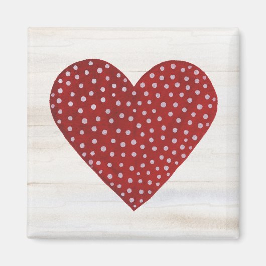 Rustic Polka Dot Valentijn Heart Magneet (Voorkant)
