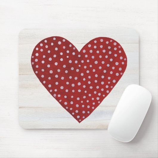Rustic Polka Dot Valentijn Heart Muismat (Met muis)