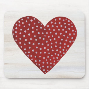 Rustic Polka Dot Valentijn Heart Muismat