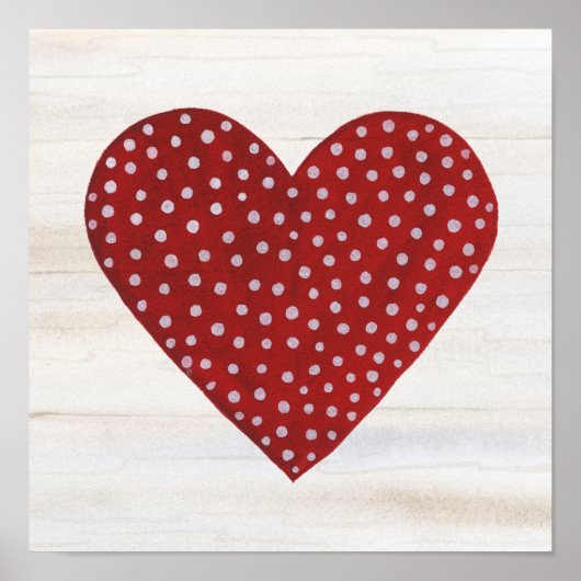 Rustic Polka Dot Valentijn Heart Poster (Voorkant)