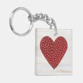 Rustic Polka Dot Valentijn Heart Sleutelhanger (Voorkant Links)