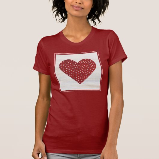 Rustic Polka Dot Valentijn Heart T-shirt (Voorkant)