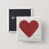 Rustic Polka Dot Valentijn Heart Vierkante Button 5,1 Cm (Voorkant /achterkant)
