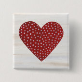 Rustic Polka Dot Valentijn Heart Vierkante Button 5,1 Cm (Voorkant)