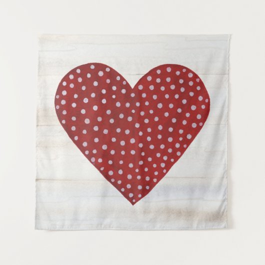 Rustic Polka Dot Valentijn Heart Wandkleed (Voorkant (horizontaal))