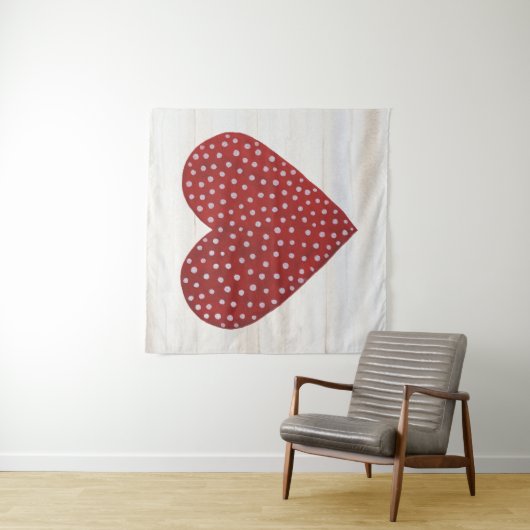 Rustic Polka Dot Valentijn Heart Wandkleed (In situ)