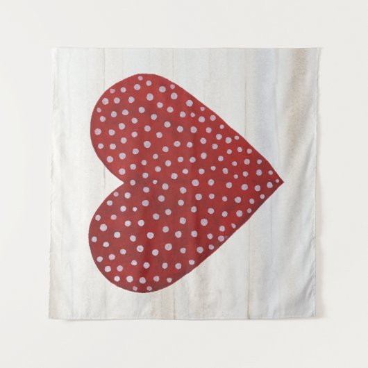 Rustic Polka Dot Valentijn Heart Wandkleed (Voorkant)