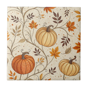 Rustic Pompoen en Herfstloof Patroon Tegeltje