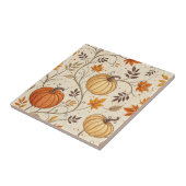 Rustic Pompoen en Herfstloof Patroon Tegeltje (Zijkant)