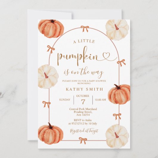 RUSTIC pompoen is op komst Baby Shower Kaart (Voorkant)