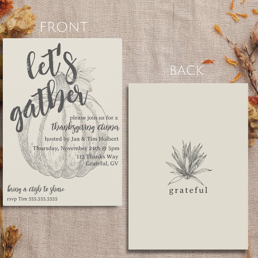 Rustic Pompoen Thanksgiving Dinerfeest Kaart