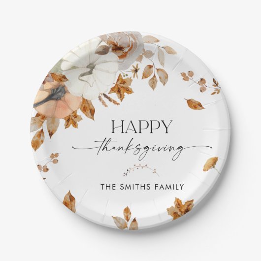 Rustic Pompoenen Thanksgiving Diner Papieren Bord (Voorkant)