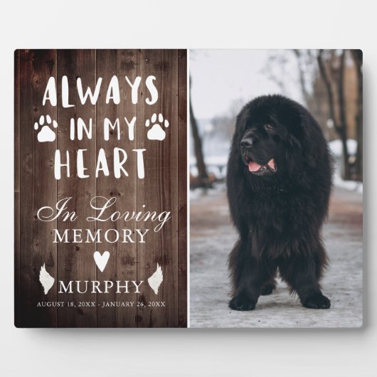 Rustic Pootafdrukken Persoonlijk Dierenherdenkings Fotoplaat (Voorkant)