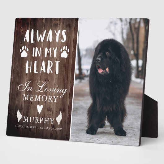 Rustic Pootafdrukken Persoonlijk Dierenherdenkings Fotoplaat (Zijkant)