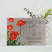 Rustic Poppies Bridal Shower Invitations Kaart (Staand voorkant)