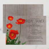 Rustic Poppies Bridal Shower Invitations Kaart (Voorkant / Achterkant)