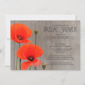 Rustic Poppy Bridal Shower Invitations Kaart (Voorkant)