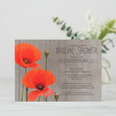 Rustic Poppy Bridal Shower Invitations Kaart (Staand voorkant)