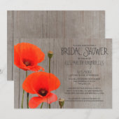 Rustic Poppy Bridal Shower Invitations Kaart (Voorkant / Achterkant)