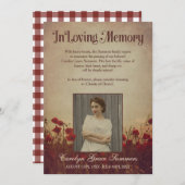 Rustic Poppy Field in Loing Memory Custom Photo Aankondiging (Voorkant / Achterkant)