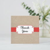 Rustic Poppy Red en Beige Burlap Hartelijk dank Bedankkaart (Staand voorkant)