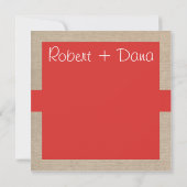 Rustic Poppy Red en Beige Burlap Hartelijk dank Bedankkaart (Achterkant)