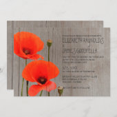 Rustic Poppy Wedding Invitations Kaart (Voorkant / Achterkant)