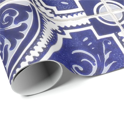 Rustic  Portugees Tiles Pattern - Azulejo Cadeaupapier (Rol Hoek)