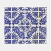 Rustic  Portugees Tiles Pattern - Azulejo Fleece Deken (Voorkant (Horizontaal))