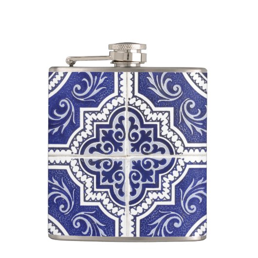 Rustic  Portugees Tiles Pattern - Azulejo Heupfles (Voorkant)