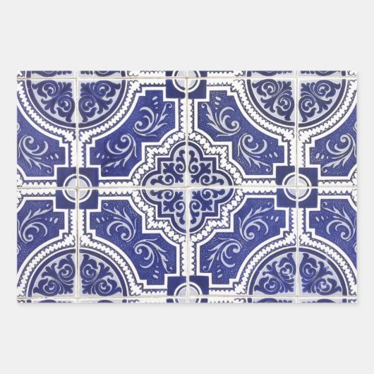 Rustic  Portugees Tiles Pattern - Azulejo Inpakpapier Vel (Voorkant 2)