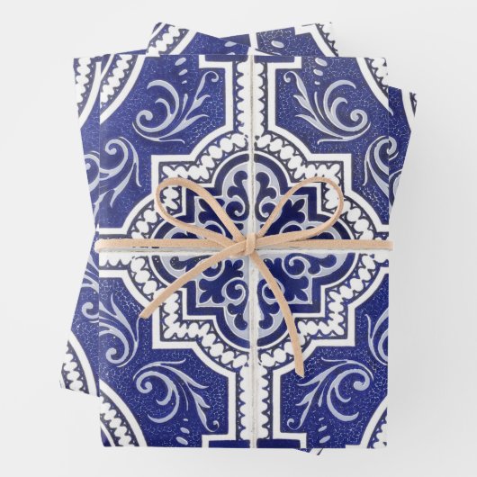 Rustic  Portugees Tiles Pattern - Azulejo Inpakpapier Vel (In situ)