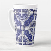 Rustic  Portugees Tiles Pattern - Azulejo Latte Mok (Linkerhoek)