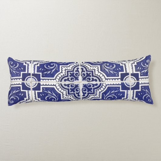 Rustic Portugees Tiles Pattern - Azulejo Lichaamskussen (Achterkant)