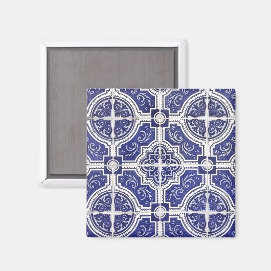 Rustic Portugees Tiles Pattern - Azulejo Magneet (Voorkant / Achterkant)