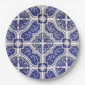 Rustic  Portugees Tiles Pattern - Azulejo Papieren Bordje (Voorkant)