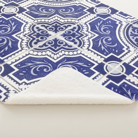 Rustic  Portugees Tiles Pattern - Azulejo Sherpa Deken (3/4)