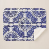 Rustic Portugees Tiles Pattern - Azulejo Sherpa Deken (Voorkant (horizontaal))