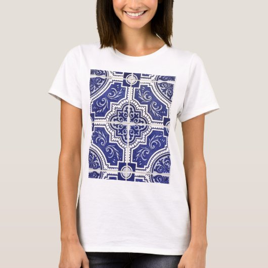 Rustic  Portugees Tiles Pattern - Azulejo T-shirt (Voorkant)