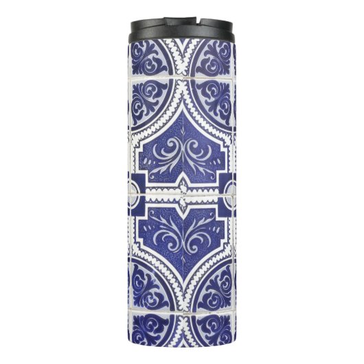 Rustic Portugees Tiles Pattern - Azulejo Thermosbeker (Achterkant)