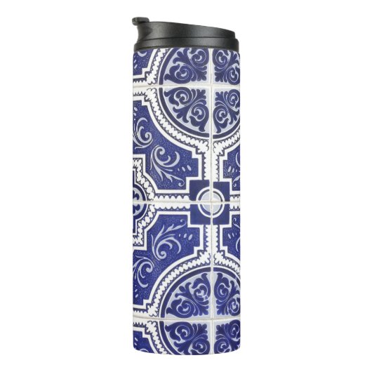 Rustic  Portugees Tiles Pattern - Azulejo Thermosbeker (Geroteerd rechts)